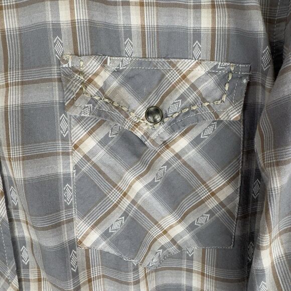 Roper Shirt Mens 2XL Gray‎ Collar Western Pearl Snap Thick Stitch Graphic Cowboy - Picture 5 of 16